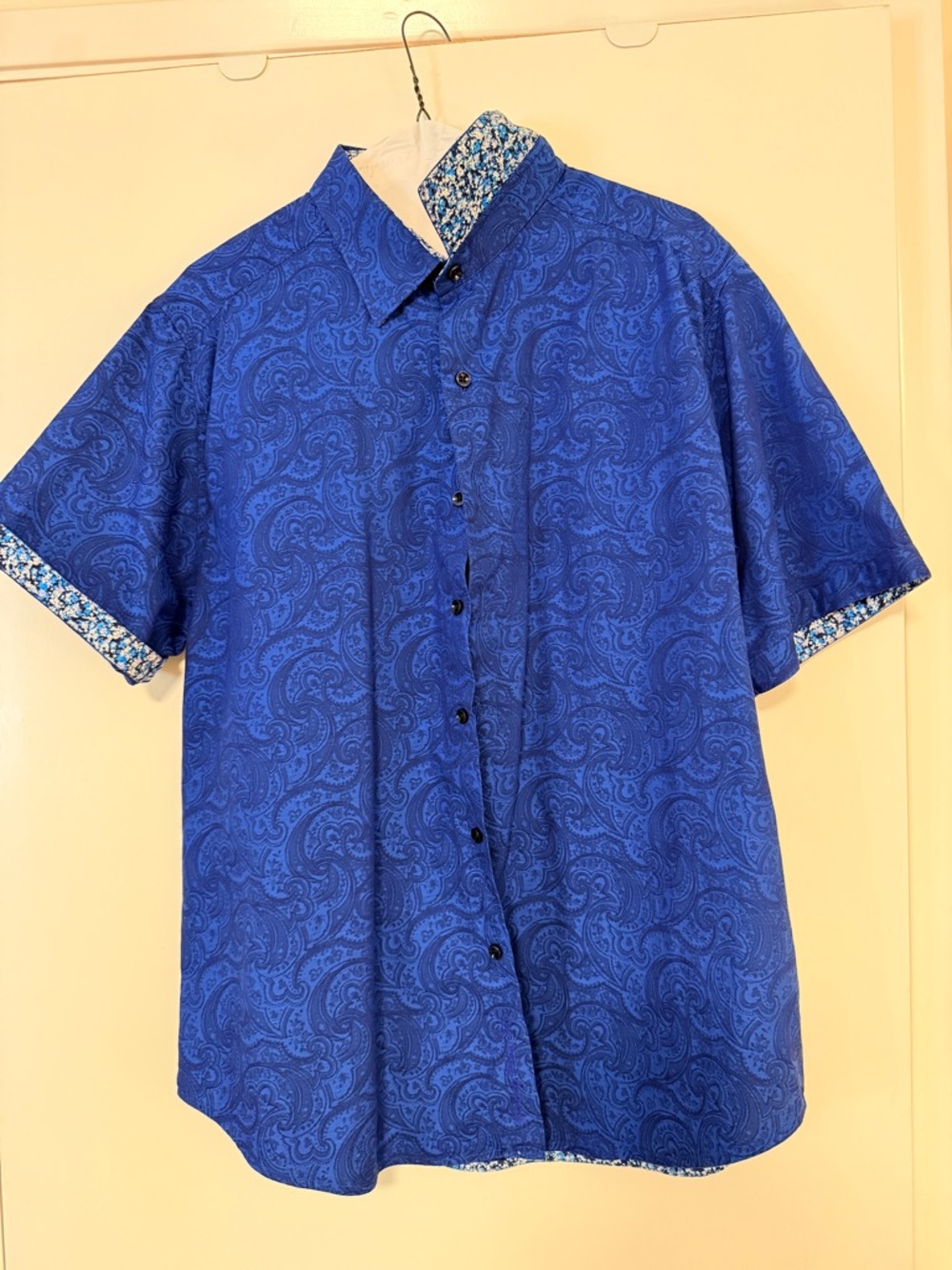 Robert Graham Men's Short-Sleeve Paisley Button-Up Shirt - Blue